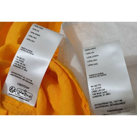 Pilcro womens small 100% linen top yellow white lot of 2 - Picture 6 of 7